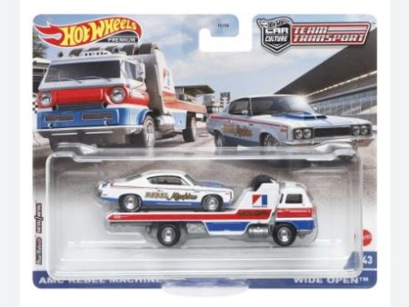 2022 Hot Wheels Team Transport 43 AMC Rebel Machine and Wide Open For Discount