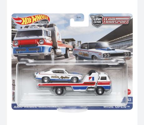 2022 Hot Wheels Team Transport 43 AMC Rebel Machine and Wide Open For Discount