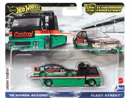 2024 Hot Wheels Team Transport 65 1996 Honda Accord and Fleet Street Hot on Sale