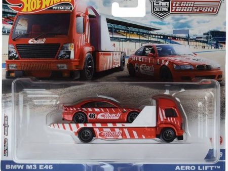 2021 Hot Wheels Team Transport 29 BMW E46 M3 and Aero Lift Hot on Sale