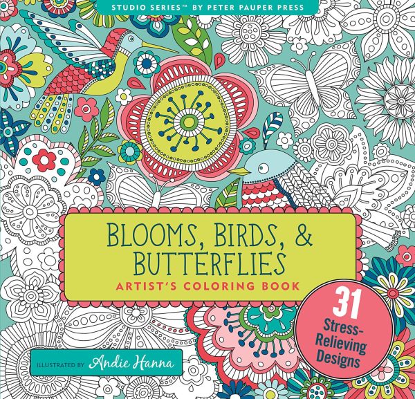 Adult Coloring Book- Blooms, Birds,and Butterflies Online Sale