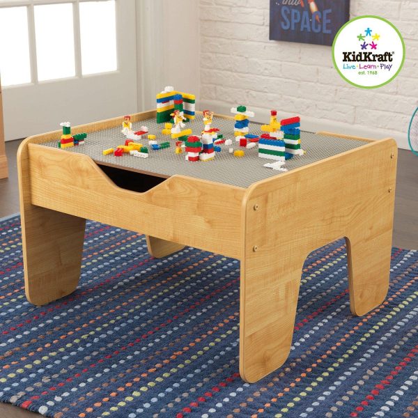 Activity Play Table with Construction Plates for LEGO- Natural Color Online